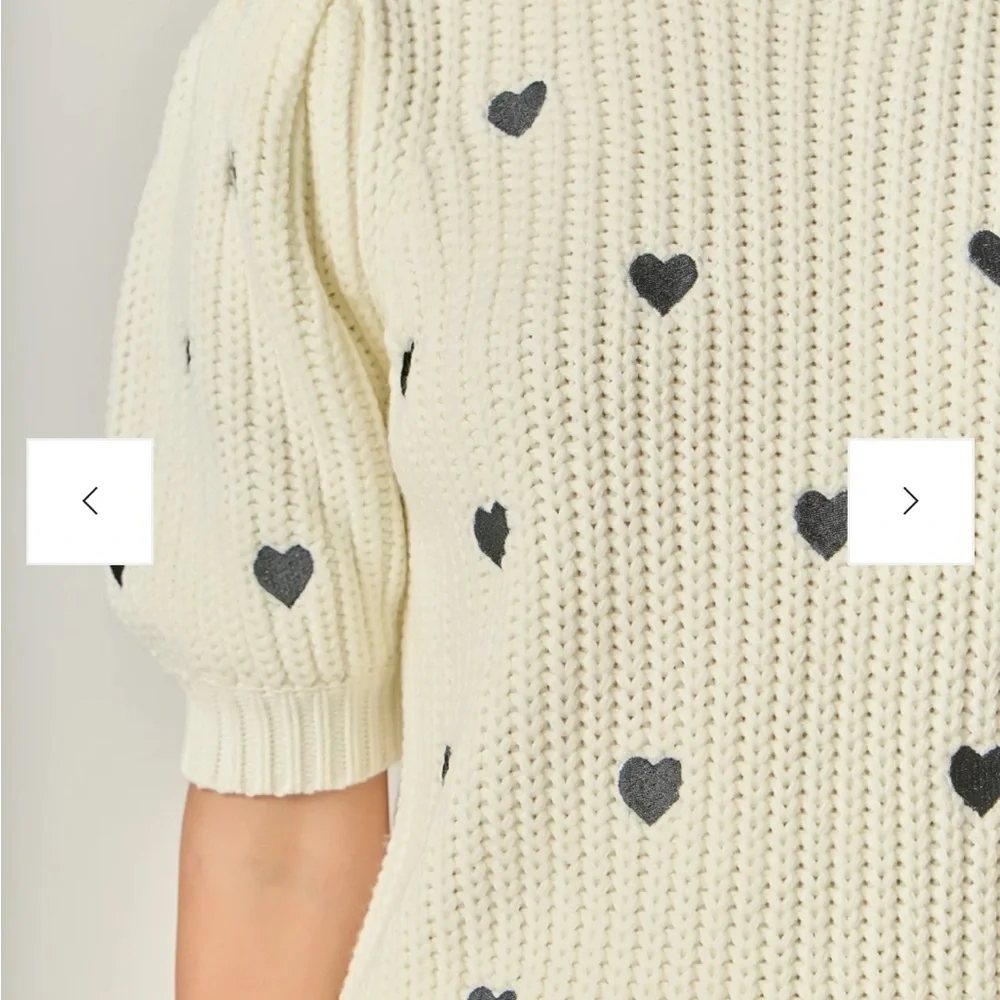 English Factory Cream and Black Heart Sweater - Picture 4 of 13